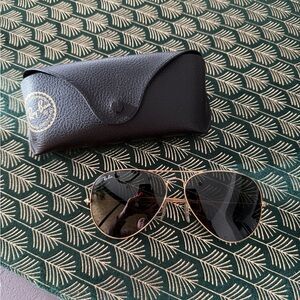Vintage Ray-Ban Classic Gold Aviators with Black Lenses - Case Included
